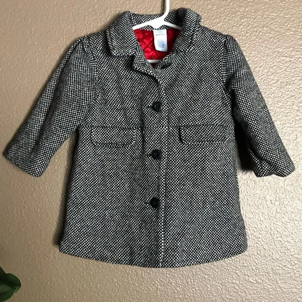 Old Navy Toddler Girl Black Tweed Pea Coat